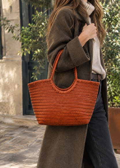 Bolso grande trenzado camel