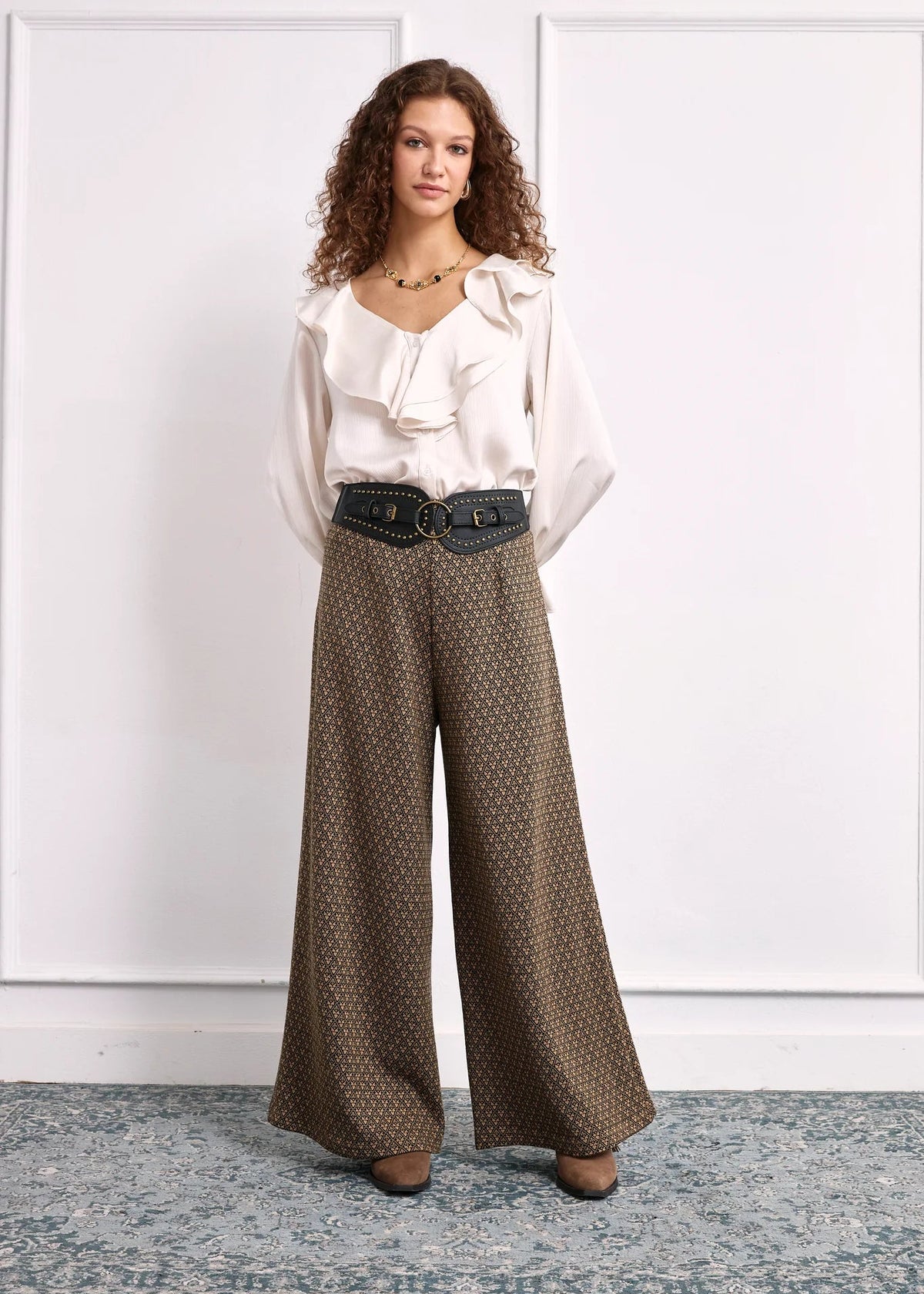 Pantalón bicolor camel