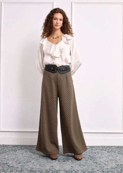Pantalón bicolor camel