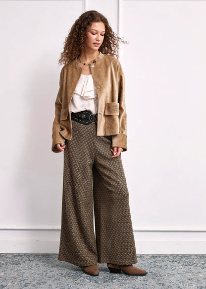 Pantalón bicolor camel