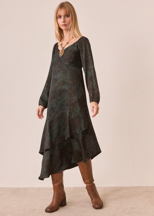 Vestido asimétrico volantes