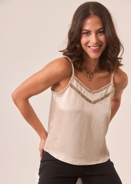 Top lencero satinado ivory