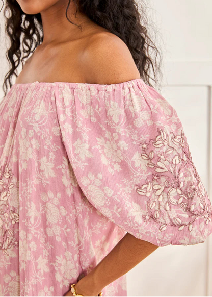 Vestido flores escote rosa