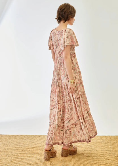 Vestido bordado manga volantes