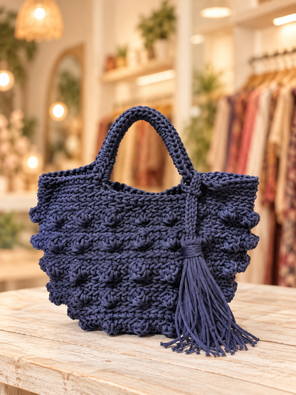 Bolso de mano Macramé azul marino