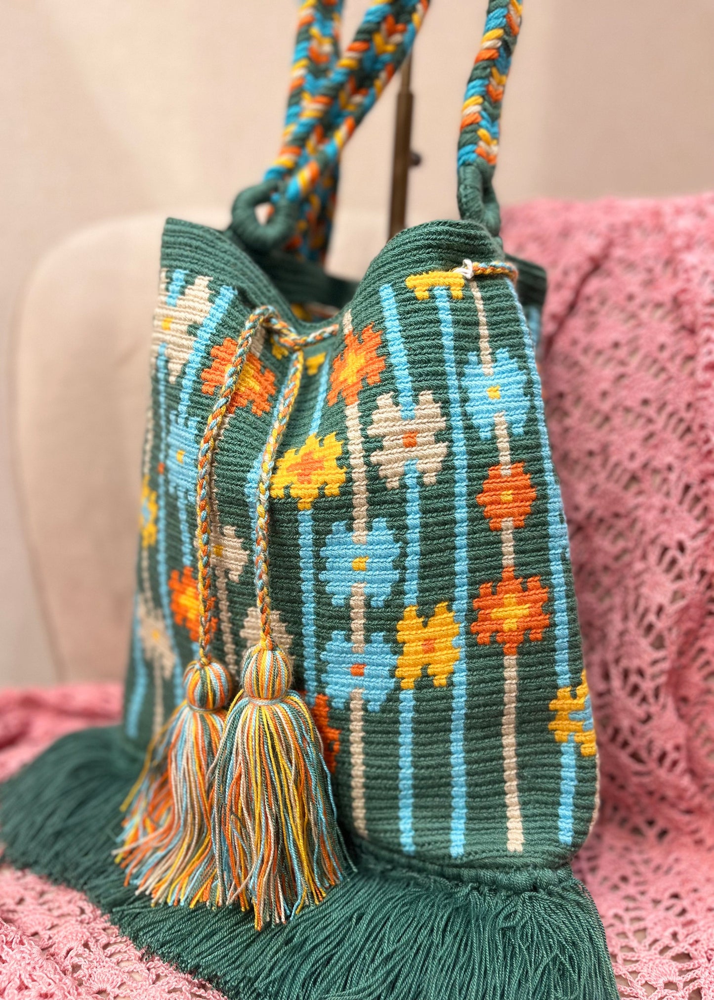 Bolso wayuu flores
