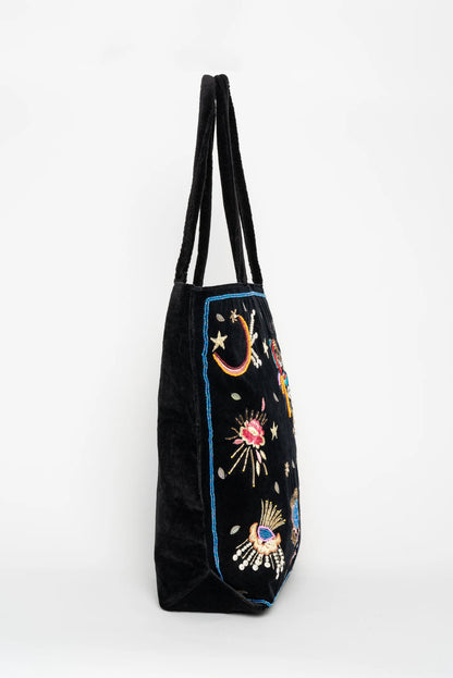 Bolso terciopelo shopper bordado