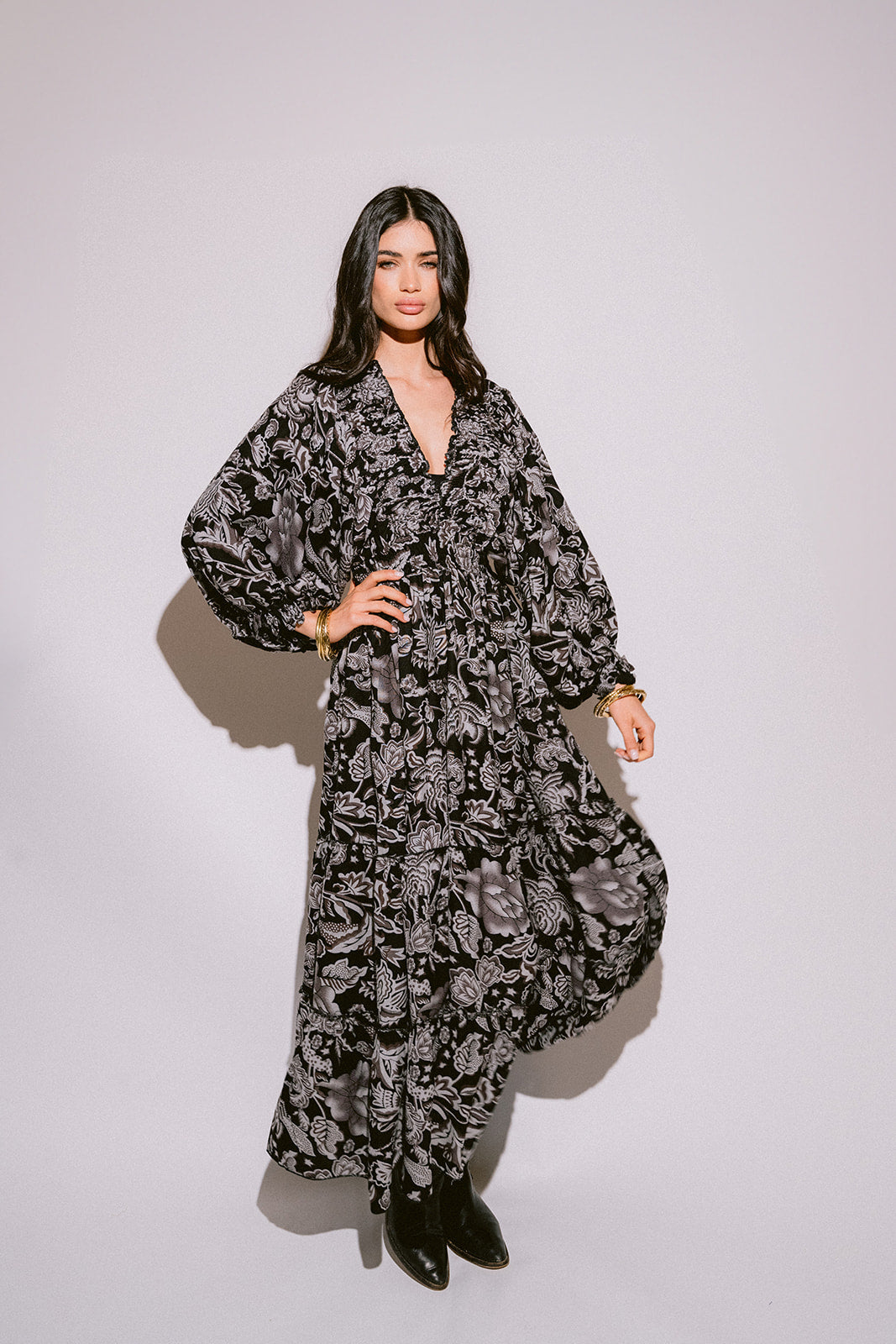 Verona black & white vestido largo