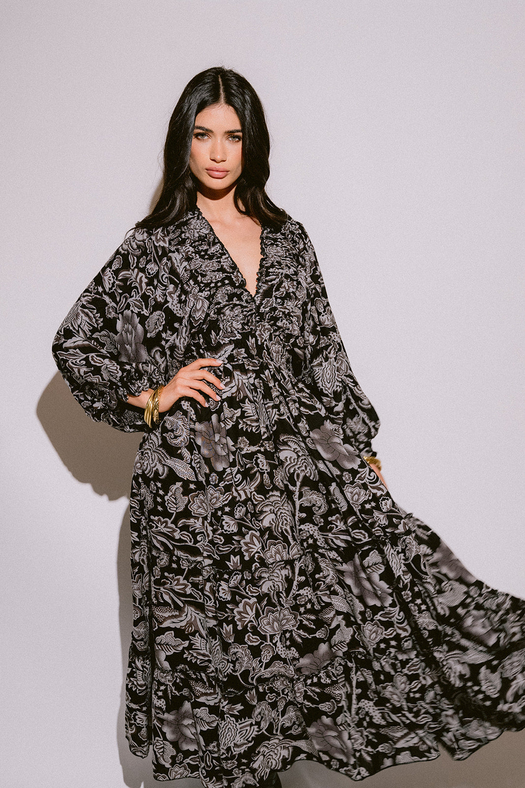 Verona black & white vestido largo