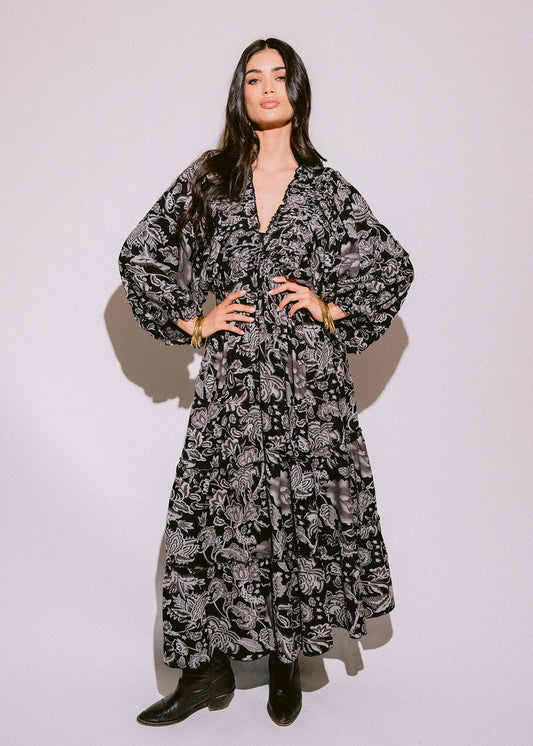 Verona black & white vestido largo