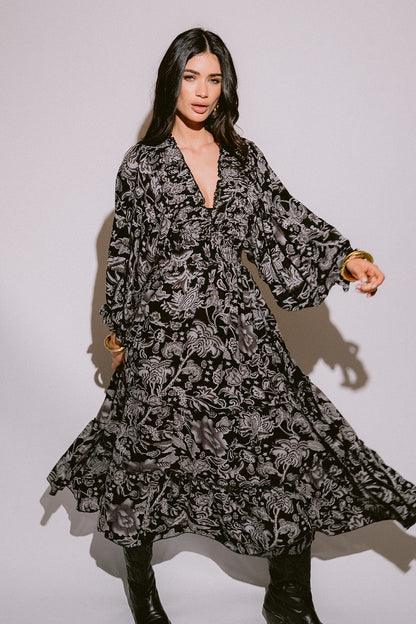 Verona black & white vestido largo