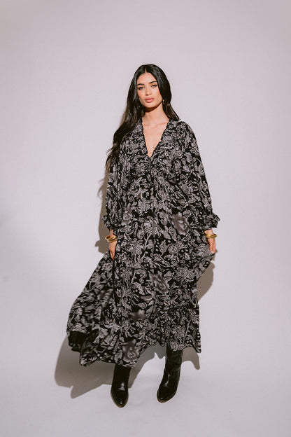 Verona black & white vestido largo
