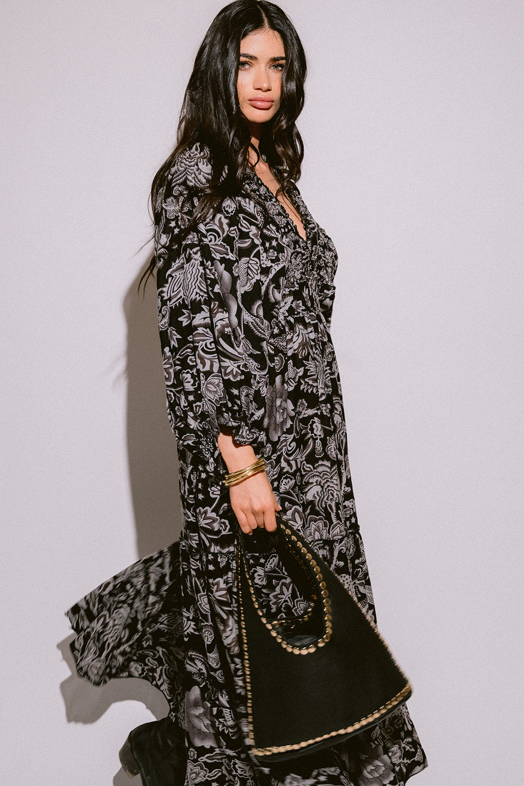 Verona black & white vestido largo