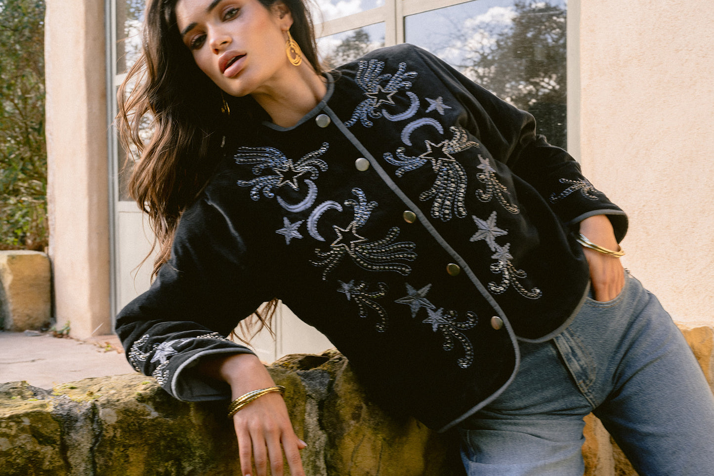Chaqueta terciopelo bordada