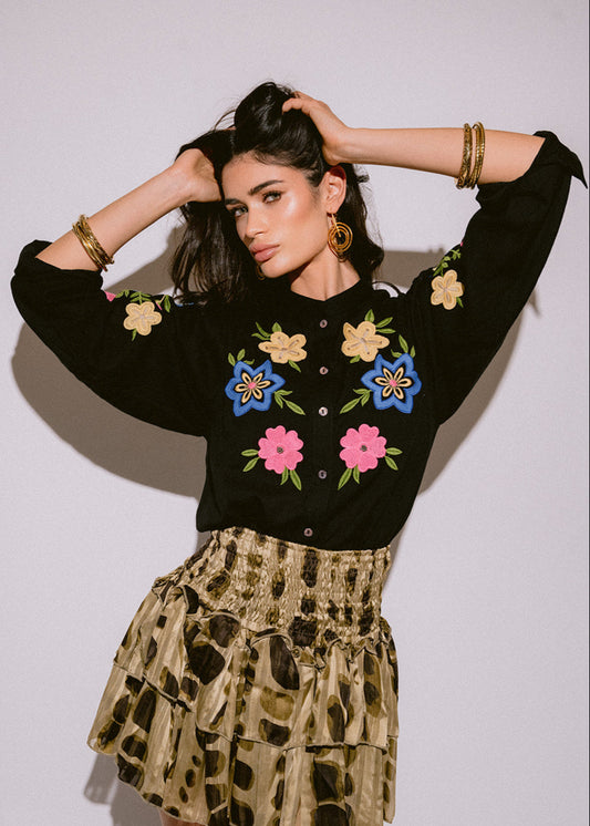 Blusa bordada Dalia black