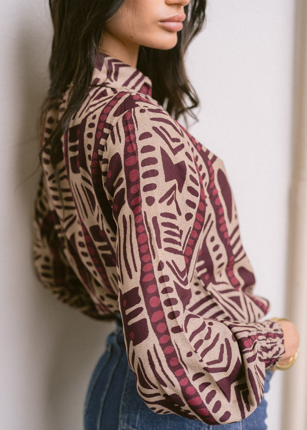 Blusa estampada abotonada