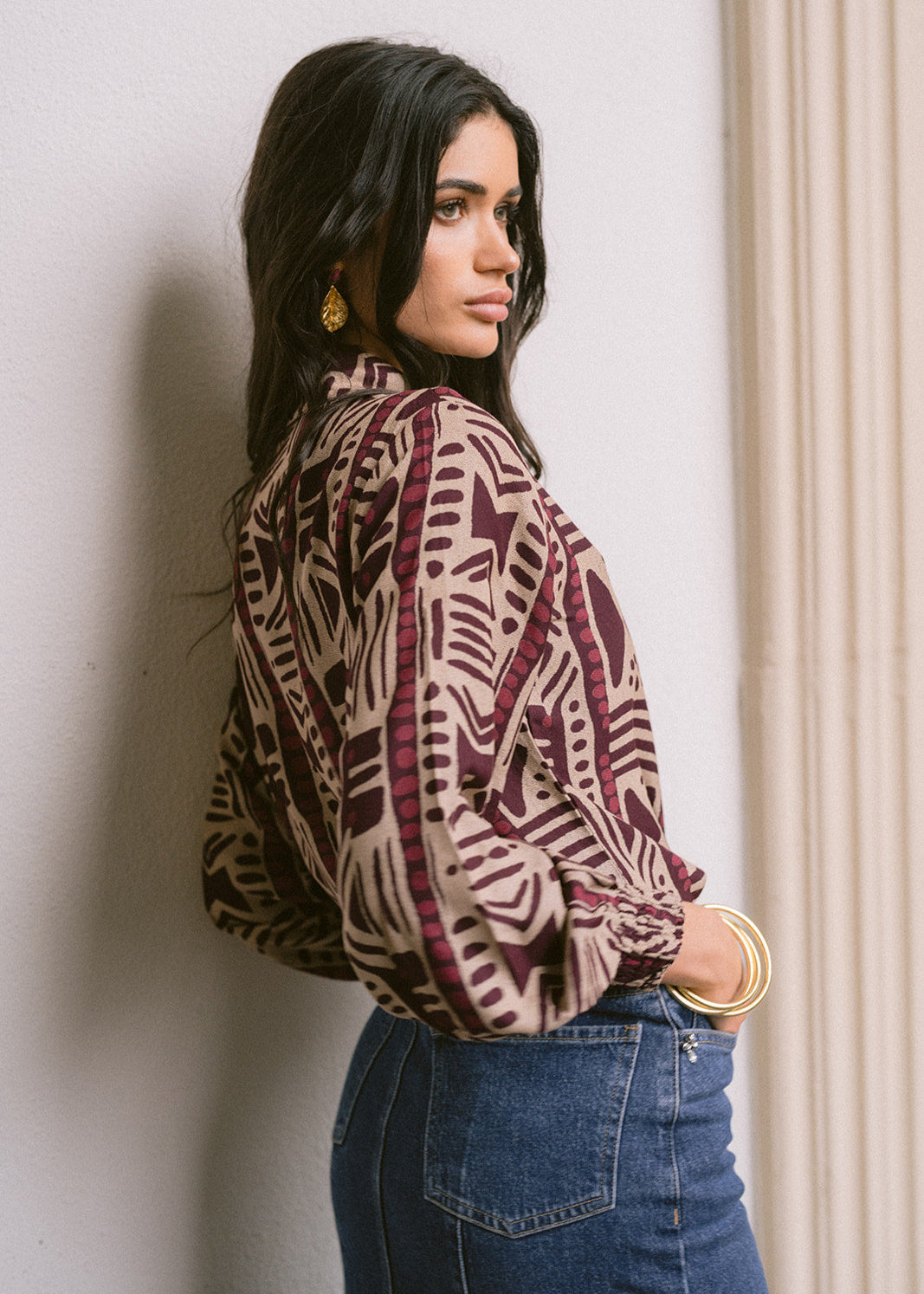 Blusa estampada abotonada