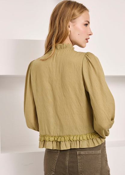 Blusa volantes caqui
