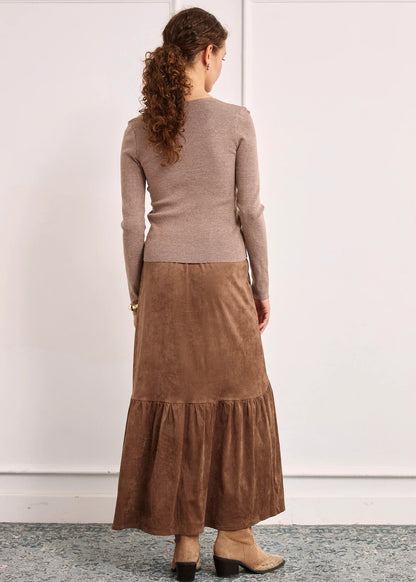 Falda bordados camel