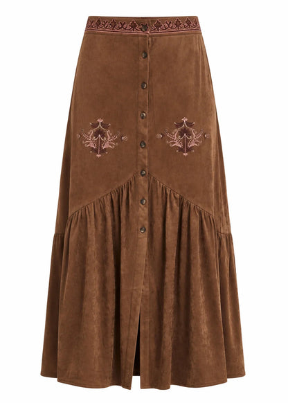 Falda bordados camel