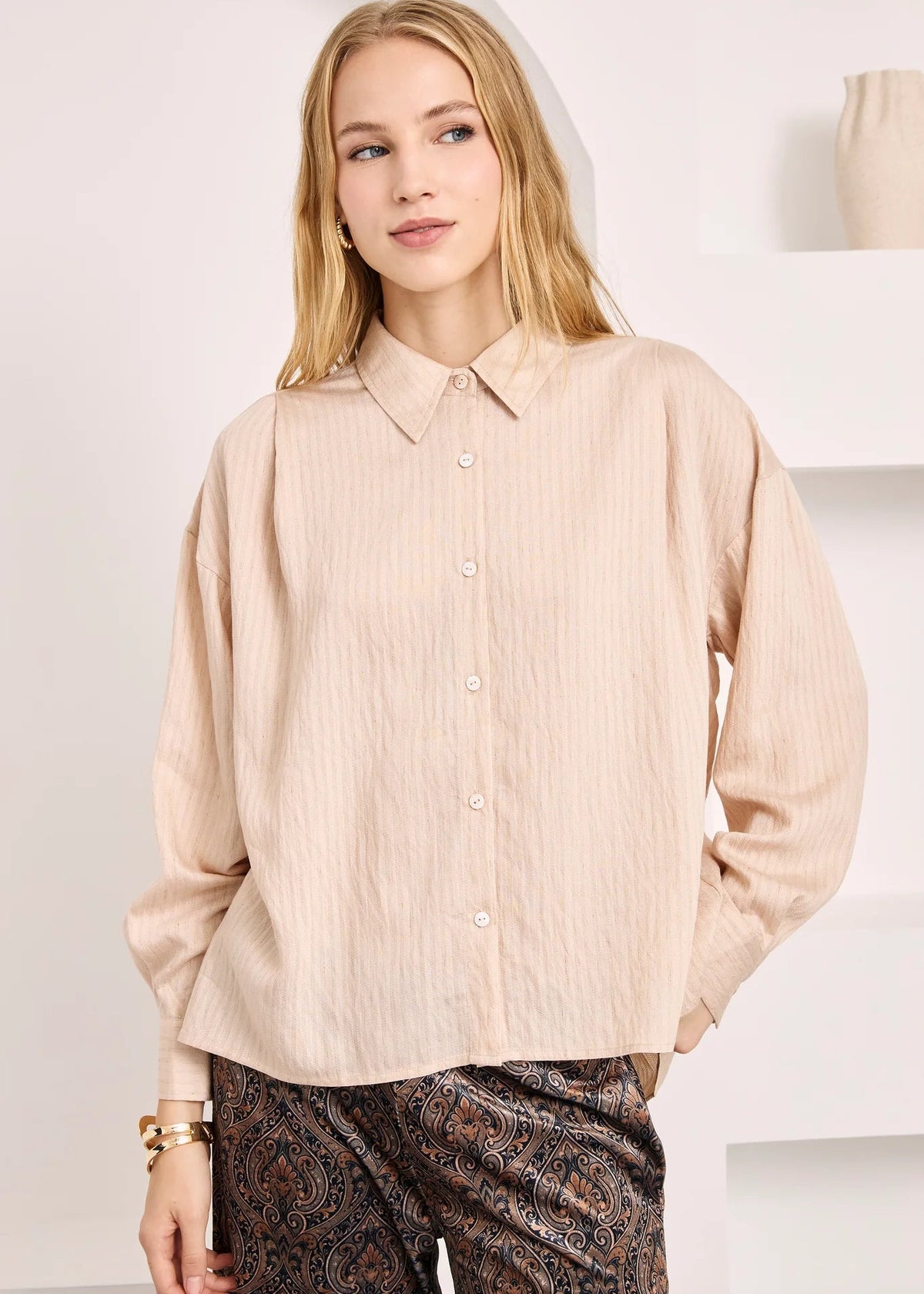 Blusa plisada Ivory