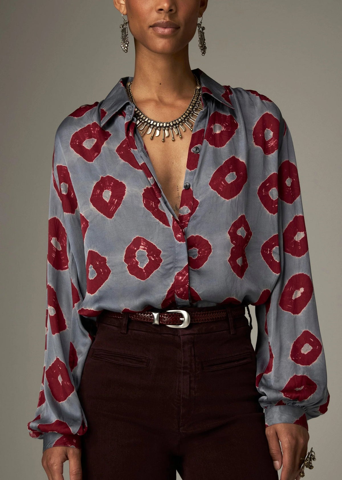 Blusa Iris borgoña