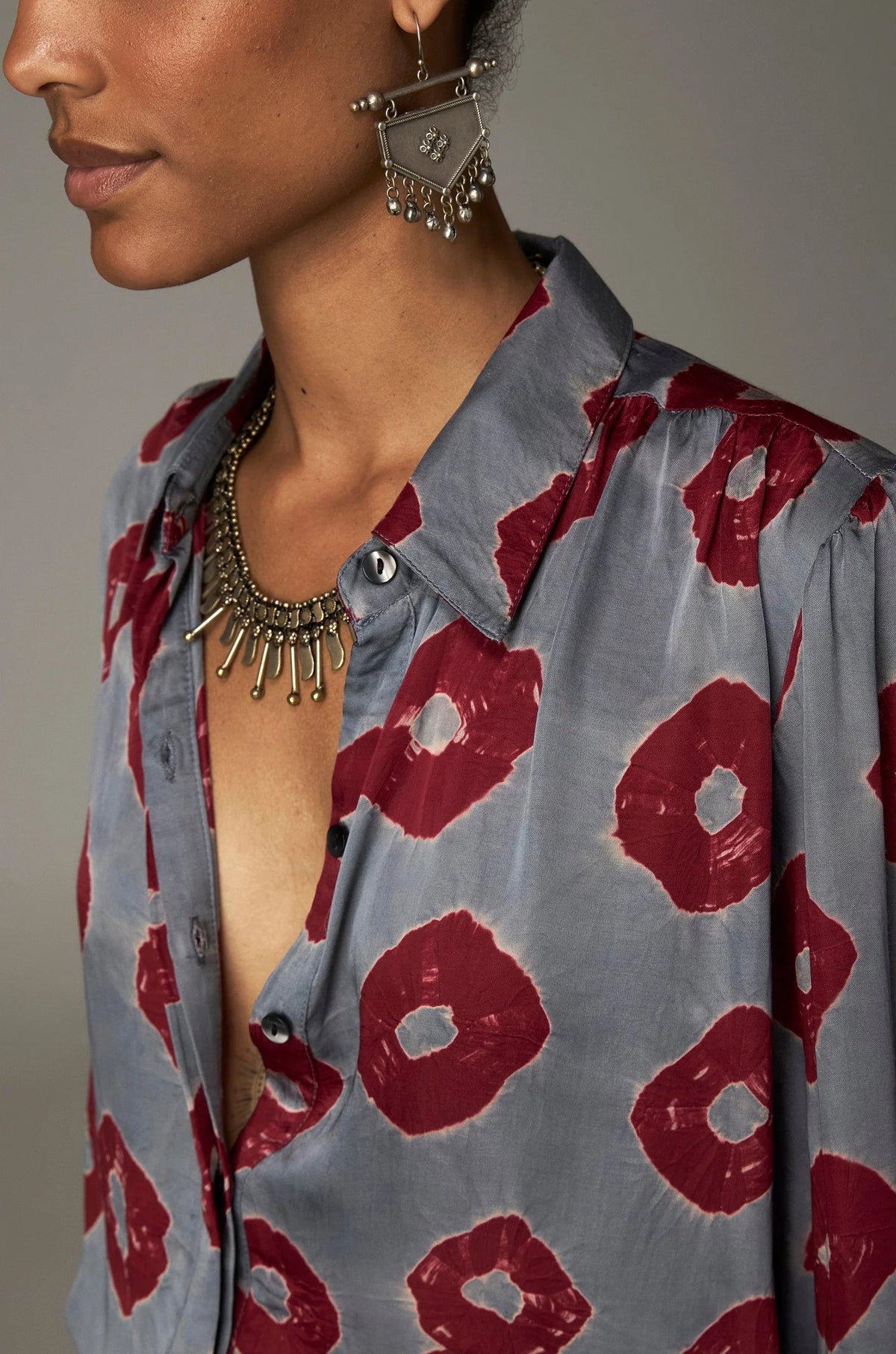 Blusa Iris borgoña