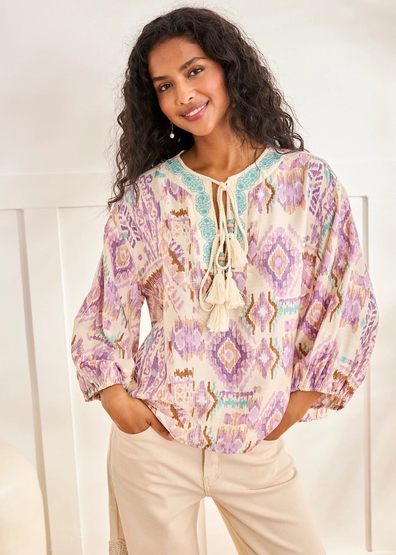 Blusa estampado Ikat violeta