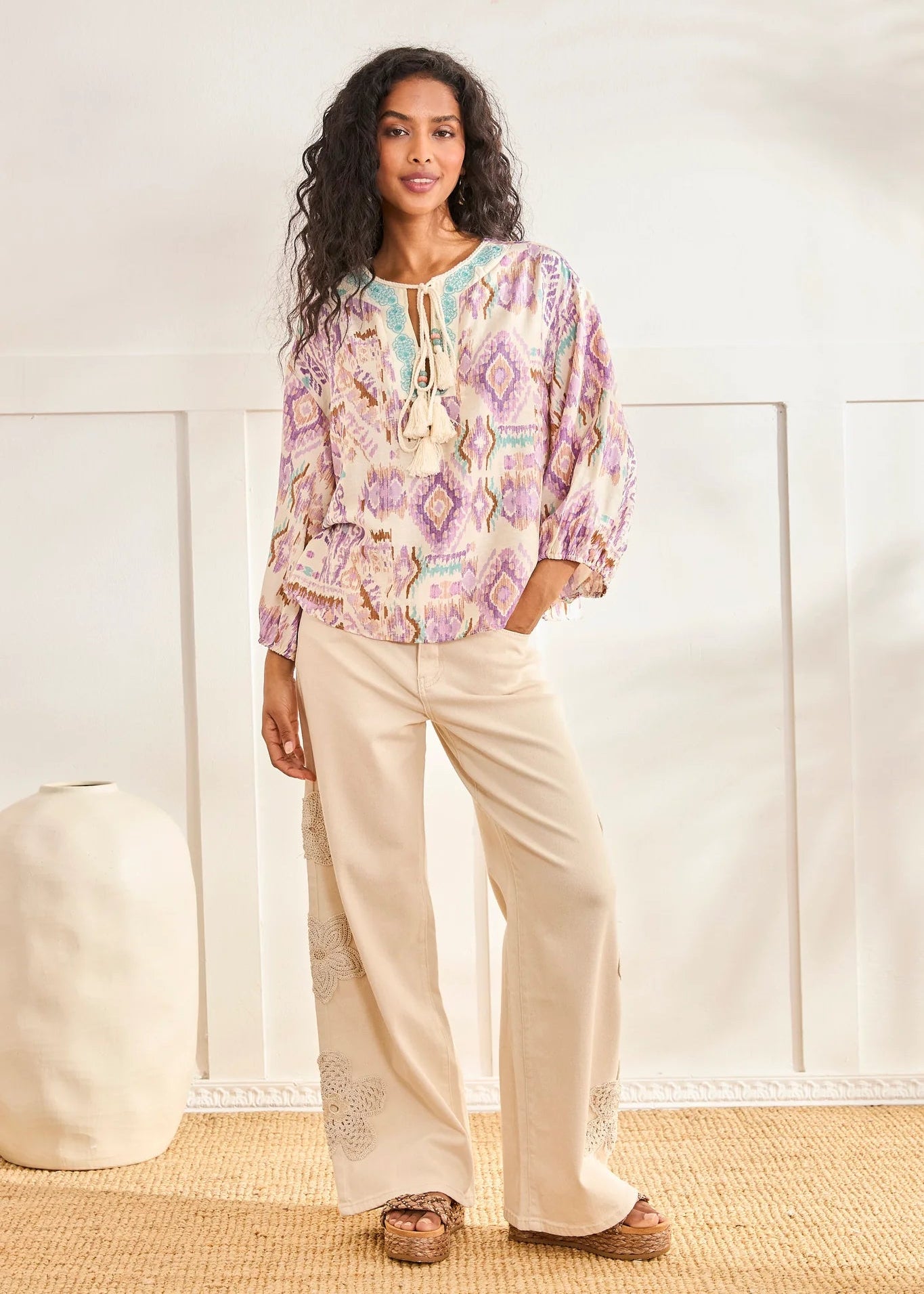 Blusa estampado Ikat violeta