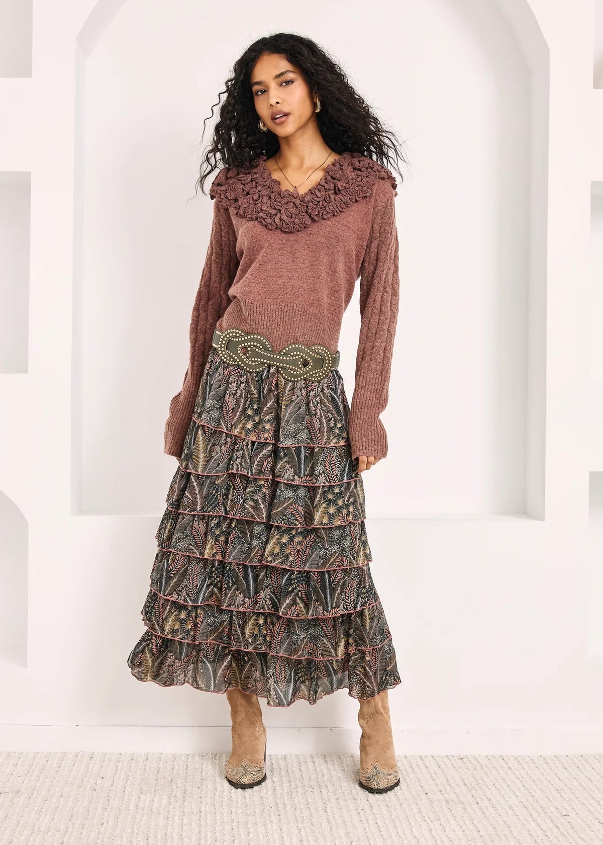 Falda estampada volantes