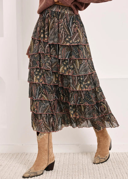 Falda estampada volantes