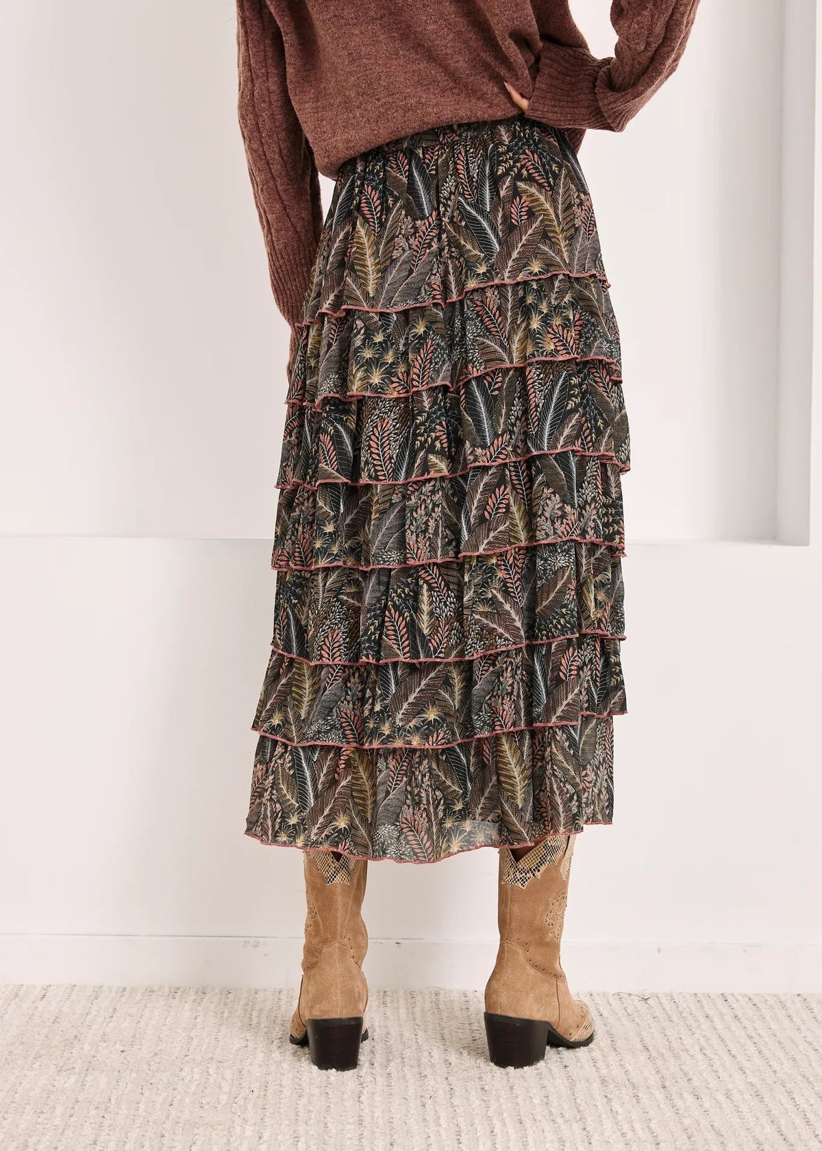 Falda estampada volantes