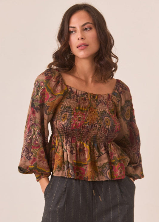 Blusa flores multicolor volantes
