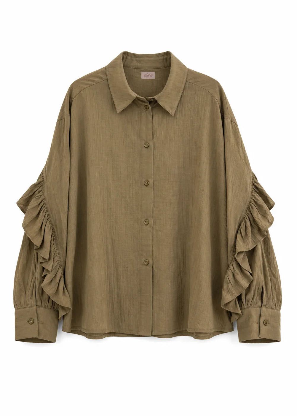 Blusa volantes bordada verde