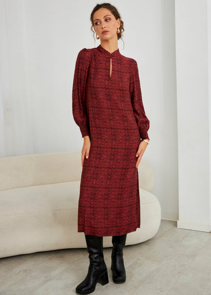 Vestido floral cuello mao