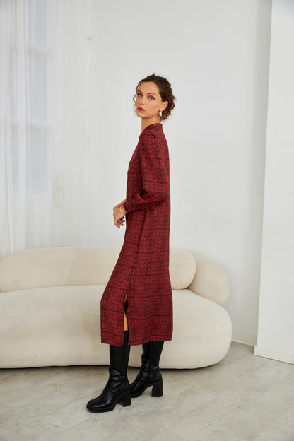 Vestido floral cuello mao