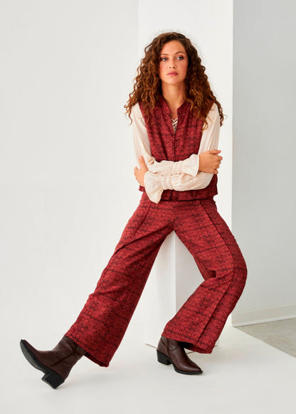 Pantalón pliegues floral