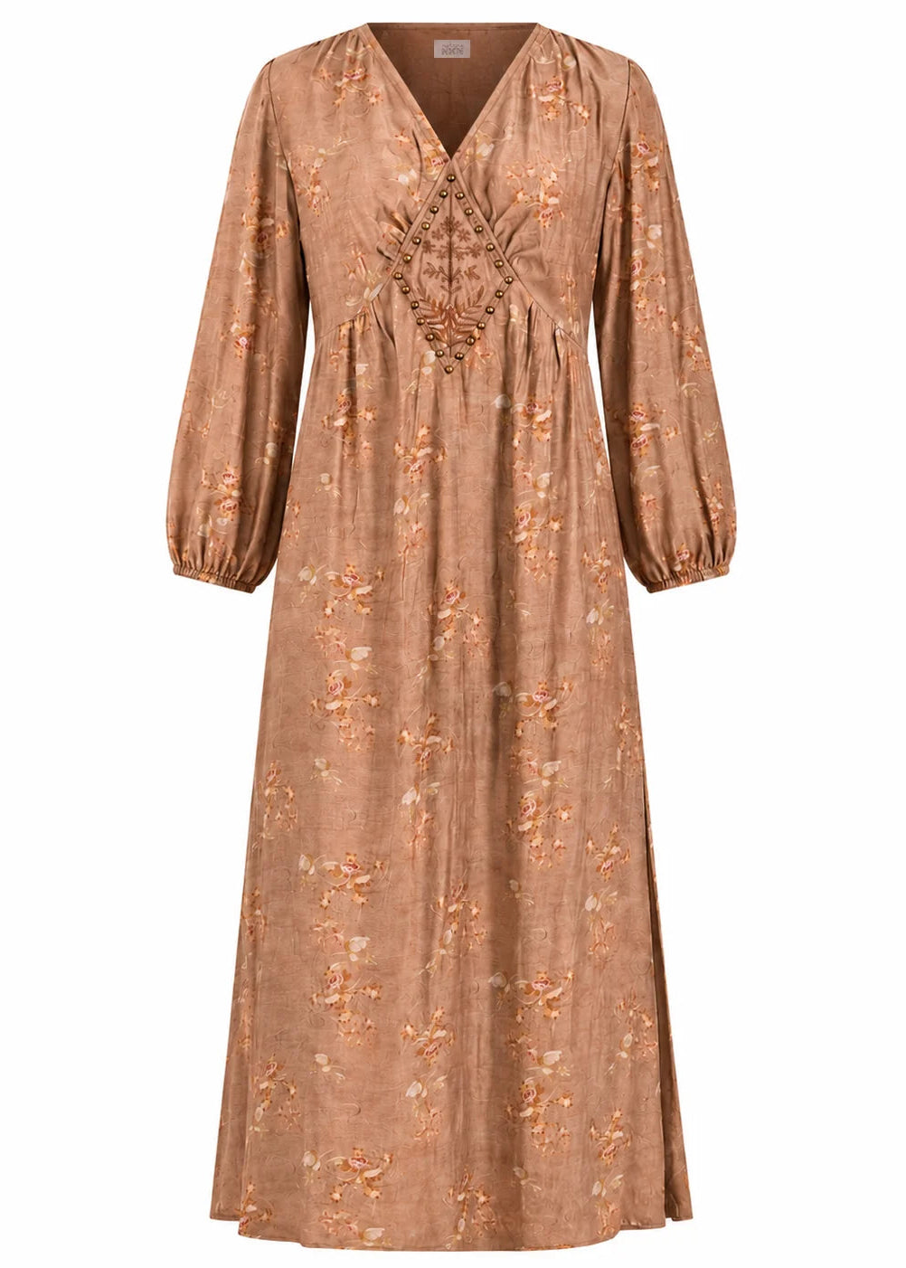 Vestido largo floral chocolate