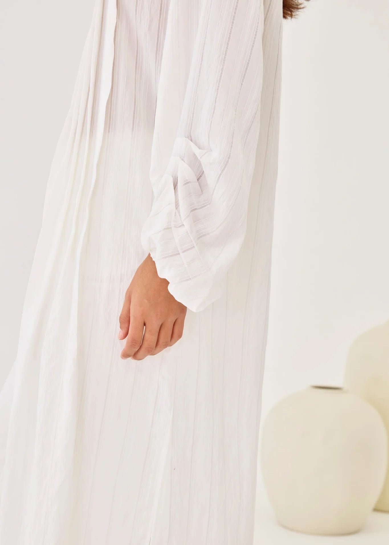 Blusón mao maxi plisado blanco