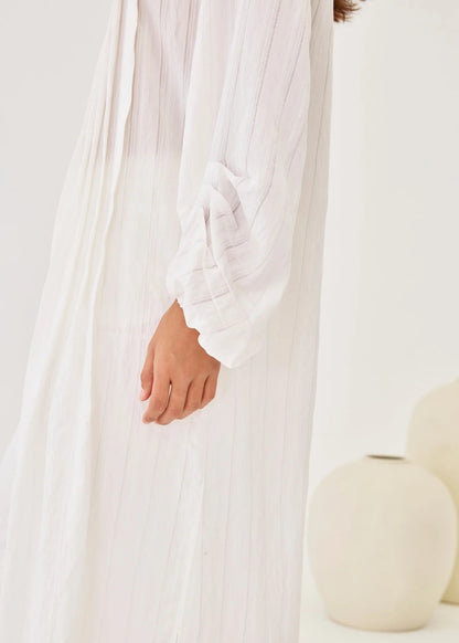 Blusón mao maxi plisado blanco