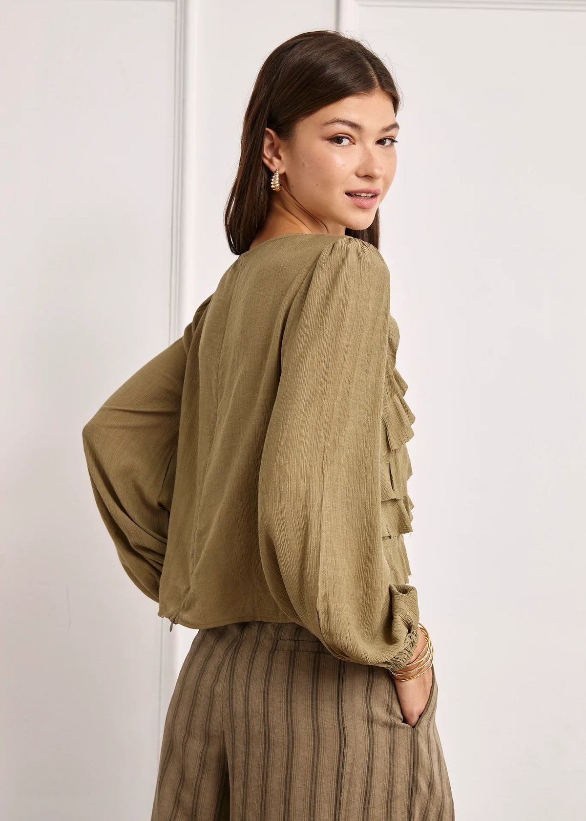 Blusa volantes cascada