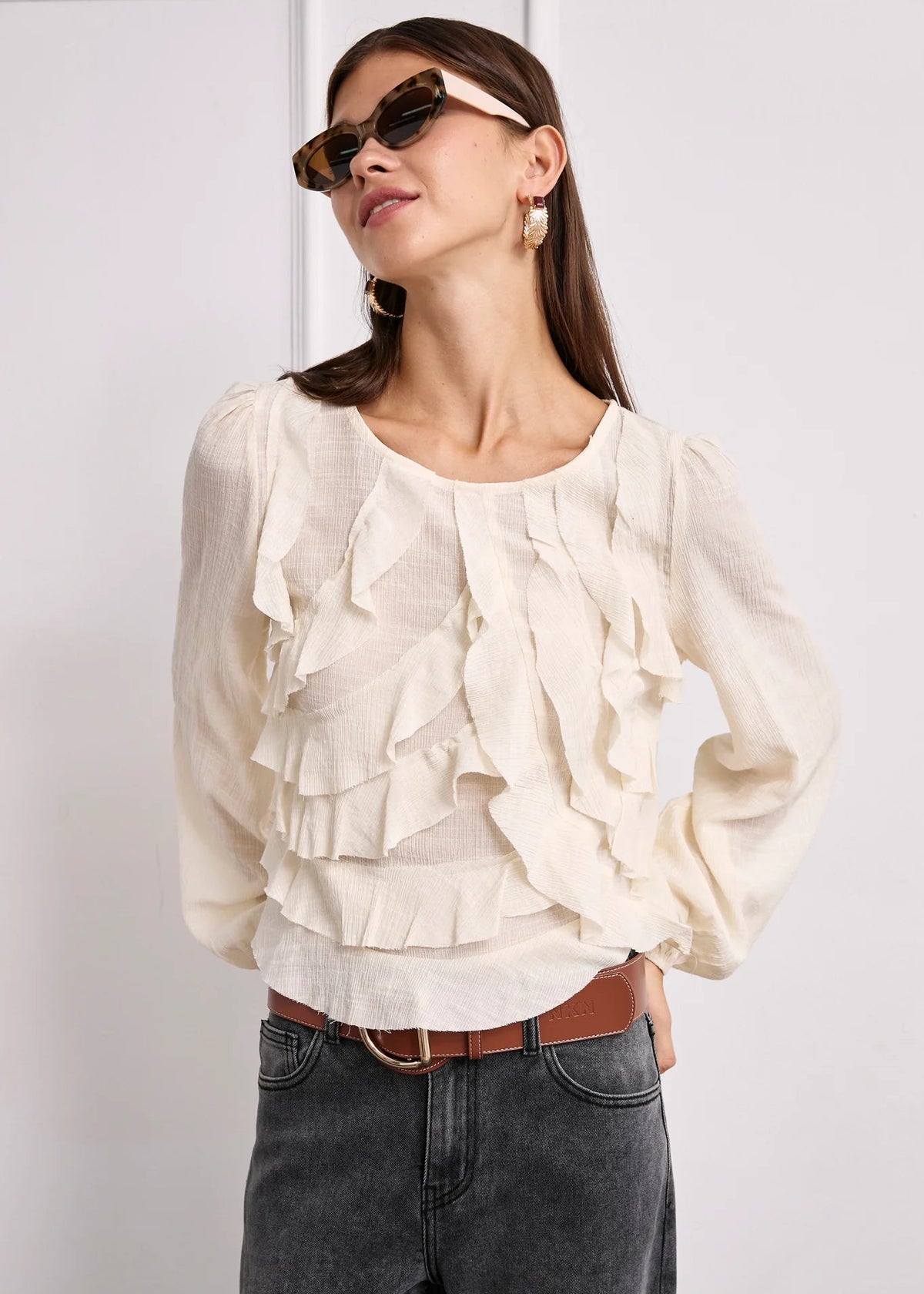 Blusa volantes cascada