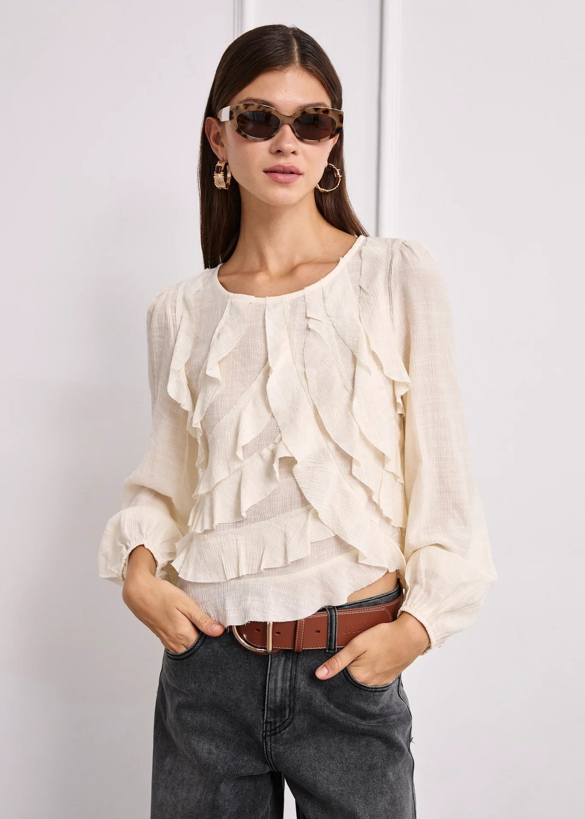 Blusa volantes cascada