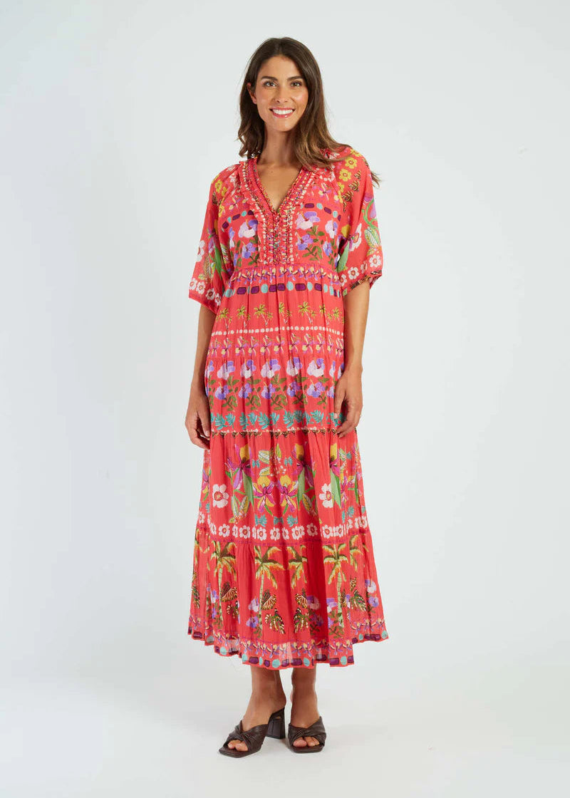 Vestido largo bohemio  rojo