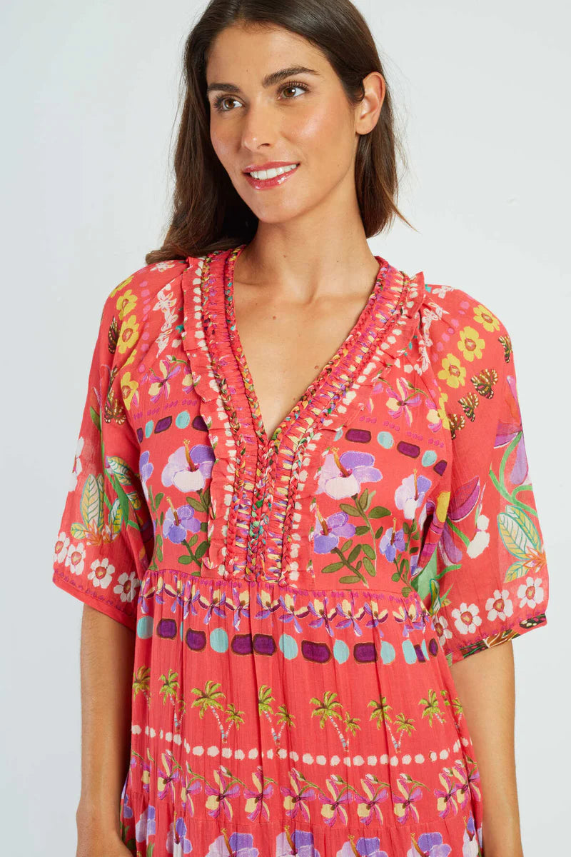 Vestido largo bohemio  rojo