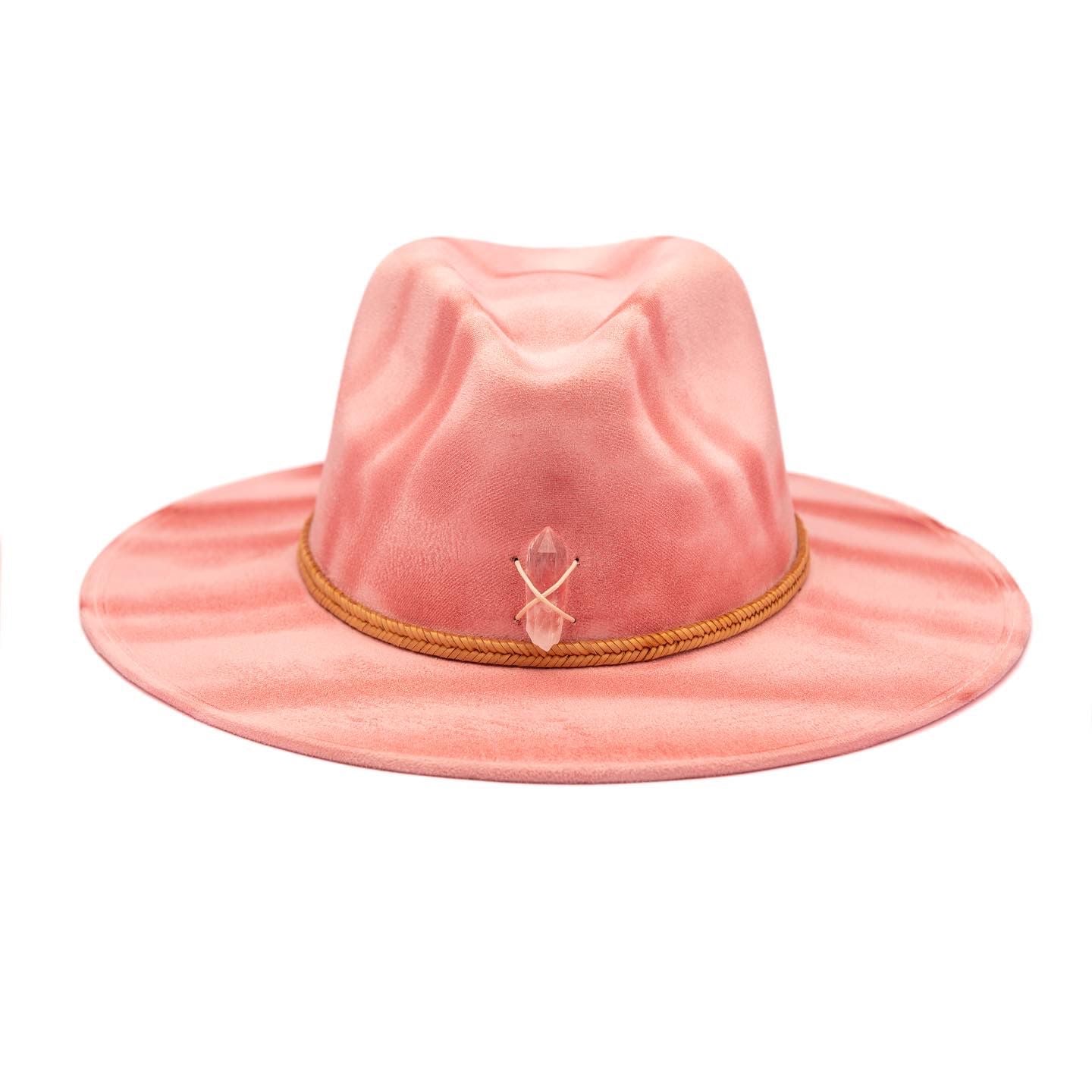 Sombrero gamuza rosa empolvado