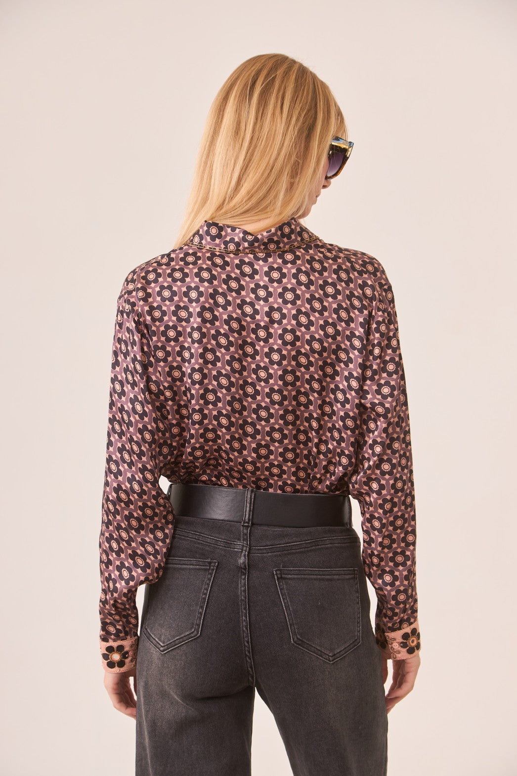 Jeans wide leg bordado
