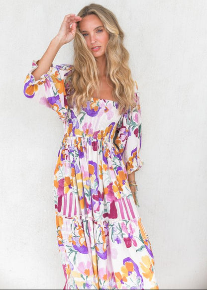 Vestido largo estampado flores