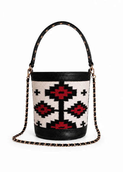 Bolso Selaia bucket beige y negro
