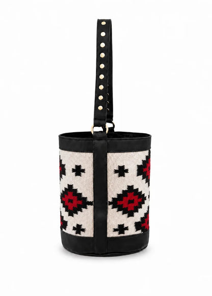 Bolso Selaia bucket beige y negro